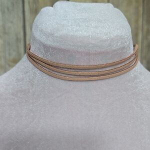 Elegant Tan Faux Leather Choker Necklace